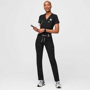 FIGS black yola high waisted skinny scrub pants size small